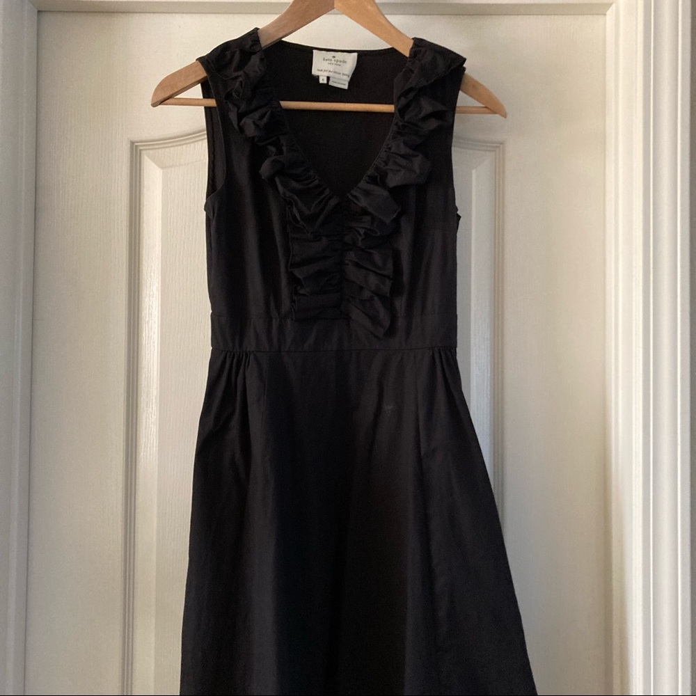 Kate Spade Popplin Ruffle V Neck Dress - Picture 5 of 8